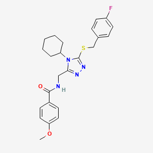 N-[[4-cyclohexyl-5-[(4-fluorophenyl)methylsulfanyl]-1,2,4-triazol-3-yl]methyl]-4-methoxybenzamide