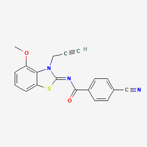 4-cyano-N-(4-methoxy-3-prop-2-ynyl-1,3-benzothiazol-2-ylidene)benzamide