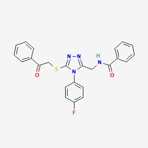molecular formula C24H19FN4O2S B2536186 N-{[4-(4-fluorophenyl)-5-[(2-oxo-2-phenylethyl)sulfanyl]-4H-1,2,4-triazol-3-yl]methyl}benzamide CAS No. 391897-81-7