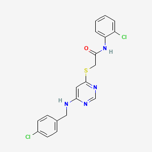 molecular formula C19H16Cl2N4OS B2536220 N-(2-chlorophenyl)-2-[(6-{[(4-chlorophenyl)methyl]amino}pyrimidin-4-yl)sulfanyl]acetamide CAS No. 1251619-95-0