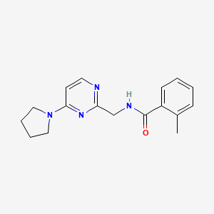 molecular formula C17H20N4O B2536232 2-methyl-N-((4-(pyrrolidin-1-yl)pyrimidin-2-yl)methyl)benzamide CAS No. 1797618-21-3