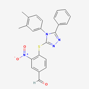 B2536242 4-[[4-(3,4-Dimethylphenyl)-5-phenyl-1,2,4-triazol-3-yl]sulfanyl]-3-nitrobenzaldehyde CAS No. 733795-95-4
