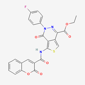 molecular formula C25H16FN3O6S B2536247 ethyl 3-(4-fluorophenyl)-4-oxo-5-(2-oxo-2H-chromene-3-amido)-3H,4H-thieno[3,4-d]pyridazine-1-carboxylate CAS No. 851949-93-4