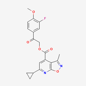 molecular formula C20H17FN2O5 B2536274 2-(3-Fluoro-4-methoxyphenyl)-2-oxoethyl 6-cyclopropyl-3-methyl-[1,2]oxazolo[5,4-b]pyridine-4-carboxylate CAS No. 1061175-49-2