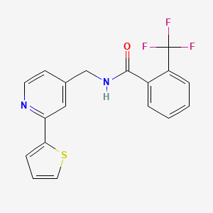 molecular formula C18H13F3N2OS B2536291 N-((2-(thiophen-2-yl)pyridin-4-yl)methyl)-2-(trifluoromethyl)benzamide CAS No. 2034545-36-1