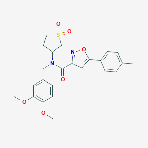 molecular formula C24H26N2O6S B253632 N-(3,4-DIMETHOXYBENZYL)-N-(1,1-DIOXIDOTETRAHYDRO-3-THIOPHENYL)-5-(4-METHYLPHENYL)-3-ISOXAZOLECARBOXAMIDE 