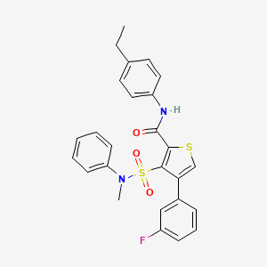 molecular formula C26H23FN2O3S2 B2536338 N-(4-ethylphenyl)-4-(3-fluorophenyl)-3-[methyl(phenyl)sulfamoyl]thiophene-2-carboxamide CAS No. 1114660-48-8