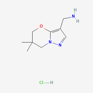 {6,6-Dimethyl-6,7-dihydro-5H-pyrazolo[5,1-b][1,3]oxazin-3-yl}methanamine hydrochloride