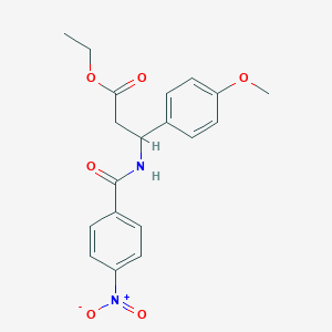 molecular formula C19H20N2O6 B2536423 Ethyl 3-(4-methoxyphenyl)-3-[(4-nitrobenzoyl)amino]propanoate CAS No. 681844-54-2