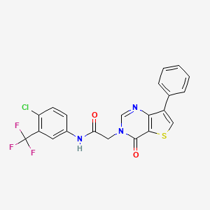 molecular formula C21H13ClF3N3O2S B2536441 N-[4-chloro-3-(trifluoromethyl)phenyl]-2-{4-oxo-7-phenyl-3H,4H-thieno[3,2-d]pyrimidin-3-yl}acetamide CAS No. 1105207-34-8