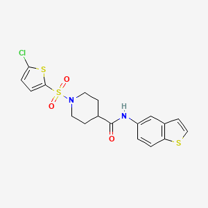 molecular formula C18H17ClN2O3S3 B2536452 N-(1-benzothiophen-5-yl)-1-[(5-chlorothiophen-2-yl)sulfonyl]piperidine-4-carboxamide CAS No. 900001-49-2