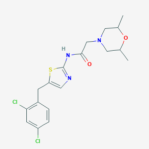 molecular formula C18H21Cl2N3O2S B253648 N-[5-[(2,4-dichlorophenyl)methyl]-1,3-thiazol-2-yl]-2-(2,6-dimethylmorpholin-4-yl)acetamide 