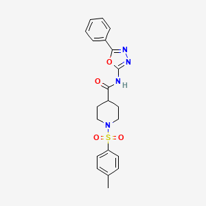 molecular formula C21H22N4O4S B2536500 N-(5-phenyl-1,3,4-oxadiazol-2-yl)-1-tosylpiperidine-4-carboxamide CAS No. 874680-40-7