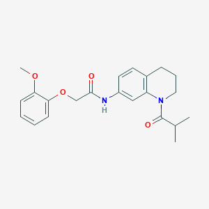molecular formula C22H26N2O4 B2536504 2-(2-methoxyphenoxy)-N-[1-(2-methylpropanoyl)-1,2,3,4-tetrahydroquinolin-7-yl]acetamide CAS No. 1005301-86-9