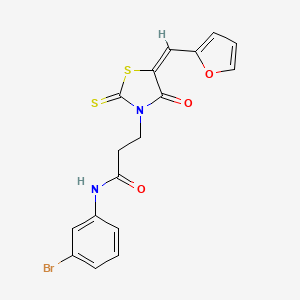 N-(3-bromophenyl)-3-[(5E)-5-(furan-2-ylmethylidene)-4-oxo-2-sulfanylidene-1,3-thiazolidin-3-yl]propanamide
