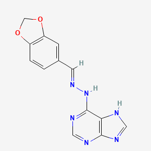 (E)-6-(2-(benzo[d][1,3]dioxol-5-ylmethylene)hydrazinyl)-9H-purine