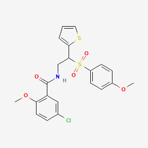 molecular formula C21H20ClNO5S2 B2536577 5-chloro-2-methoxy-N-[2-(4-methoxybenzenesulfonyl)-2-(thiophen-2-yl)ethyl]benzamide CAS No. 946242-34-8