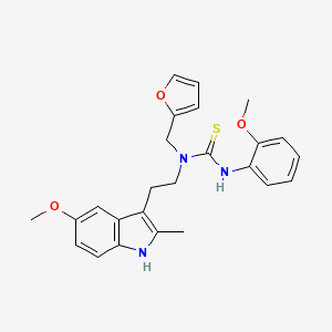 molecular formula C25H27N3O3S B2536585 1-(furan-2-ylmethyl)-1-(2-(5-methoxy-2-methyl-1H-indol-3-yl)ethyl)-3-(2-methoxyphenyl)thiourea CAS No. 851937-30-9