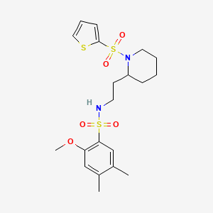 2-methoxy-4,5-dimethyl-N-(2-(1-(thiophen-2-ylsulfonyl)piperidin-2-yl)ethyl)benzenesulfonamide