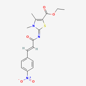 (Z)-ethyl 3,4-dimethyl-2-(((E)-3-(4-nitrophenyl)acryloyl)imino)-2,3-dihydrothiazole-5-carboxylate