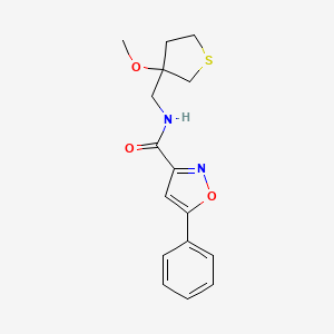 molecular formula C16H18N2O3S B2536591 N-[(3-METHOXYTHIOLAN-3-YL)METHYL]-5-PHENYL-1,2-OXAZOLE-3-CARBOXAMIDE CAS No. 1448045-98-4
