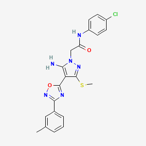 2-[5-amino-4-[3-(3-methylphenyl)-1,2,4-oxadiazol-5-yl]-3-(methylthio)-1H-pyrazol-1-yl]-N-(4-chlorophenyl)acetamide