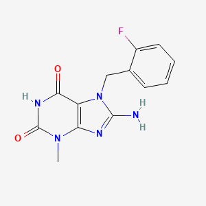 molecular formula C13H12FN5O2 B2536624 8-amino-7-[(2-fluorophenyl)methyl]-3-methyl-2,3,6,7-tetrahydro-1H-purine-2,6-dione CAS No. 1370592-98-5