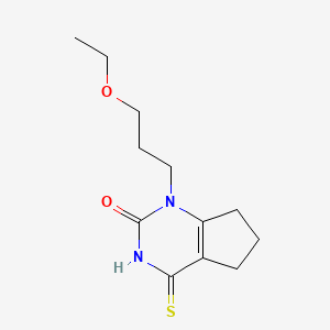 molecular formula C12H18N2O2S B2536636 1-(3-ethoxypropyl)-4-sulfanylidene-1H,2H,3H,4H,5H,6H,7H-cyclopenta[d]pyrimidin-2-one CAS No. 920158-41-4