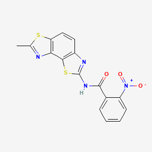 molecular formula C16H10N4O3S2 B2536642 N-{11-methyl-3,10-dithia-5,12-diazatricyclo[7.3.0.0^{2,6}]dodeca-1(9),2(6),4,7,11-pentaen-4-yl}-2-nitrobenzamide CAS No. 476631-70-6