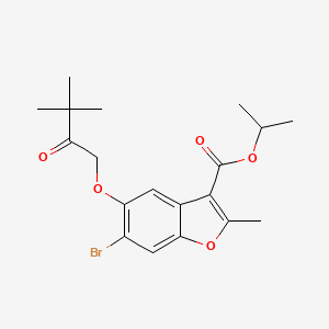 molecular formula C19H23BrO5 B2536646 Propan-2-yl 6-bromo-5-(3,3-dimethyl-2-oxobutoxy)-2-methyl-1-benzofuran-3-carboxylate CAS No. 308295-99-0