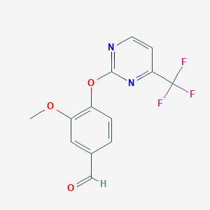 molecular formula C13H9F3N2O3 B2536664 3-Methoxy-4-[4-(trifluoromethyl)pyrimidin-2-yl]oxybenzaldehyde CAS No. 1376381-13-3