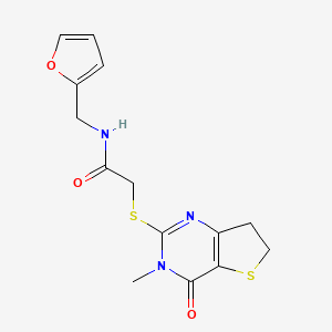 molecular formula C14H15N3O3S2 B2536687 N-(furan-2-ylmethyl)-2-((3-methyl-4-oxo-3,4,6,7-tetrahydrothieno[3,2-d]pyrimidin-2-yl)thio)acetamide CAS No. 893360-78-6