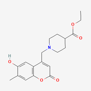molecular formula C19H23NO5 B2536721 ethyl 1-[(6-hydroxy-7-methyl-2-oxo-2H-chromen-4-yl)methyl]piperidine-4-carboxylate CAS No. 859108-07-9