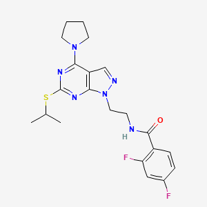 molecular formula C21H24F2N6OS B2536732 2,4-difluoro-N-(2-(6-(isopropylthio)-4-(pyrrolidin-1-yl)-1H-pyrazolo[3,4-d]pyrimidin-1-yl)ethyl)benzamide CAS No. 946211-58-1