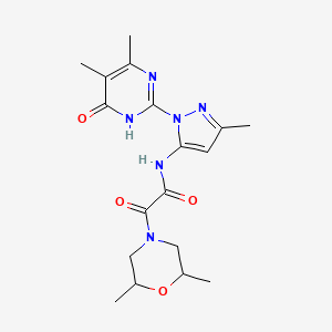 molecular formula C18H24N6O4 B2536736 N-[1-(4,5-dimethyl-6-oxo-1,6-dihydropyrimidin-2-yl)-3-methyl-1H-pyrazol-5-yl]-2-(2,6-dimethylmorpholin-4-yl)-2-oxoacetamide CAS No. 1014005-76-5