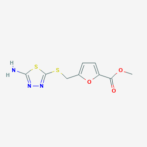 molecular formula C9H9N3O3S2 B2536774 Methyl 5-[(5-amino-1,3,4-thiadiazol-2-yl)sulfanylmethyl]furan-2-carboxylate CAS No. 838888-59-8