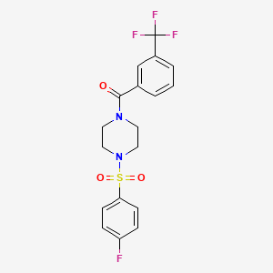 molecular formula C18H16F4N2O3S B2536776 1-(4-fluorobenzenesulfonyl)-4-[3-(trifluoromethyl)benzoyl]piperazine CAS No. 866152-65-0