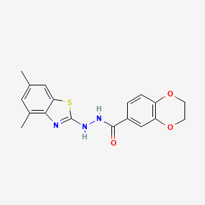 molecular formula C18H17N3O3S B2536780 N'-(4,6-dimethyl-1,3-benzothiazol-2-yl)-2,3-dihydro-1,4-benzodioxine-6-carbohydrazide CAS No. 851987-34-3
