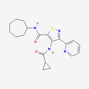 molecular formula C20H24N4O2S B2536783 N-CYCLOHEPTYL-4-CYCLOPROPANEAMIDO-3-(PYRIDIN-2-YL)-1,2-THIAZOLE-5-CARBOXAMIDE CAS No. 1251599-09-3