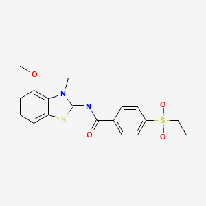 4-ethylsulfonyl-N-(4-methoxy-3,7-dimethyl-1,3-benzothiazol-2-ylidene)benzamide