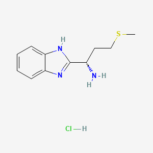 molecular formula C11H16ClN3S B2536818 (1S)-1-(1H-1,3-BENZODIAZOL-2-YL)-3-(METHYLSULFANYL)PROPAN-1-AMINE HYDROCHLORIDE CAS No. 1573547-63-3