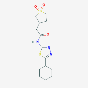 molecular formula C14H21N3O3S2 B253683 N-(5-cyclohexyl-1,3,4-thiadiazol-2-yl)-2-(1,1-dioxothiolan-3-yl)acetamide 