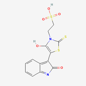 (Z)-2-(4-oxo-5-(2-oxoindolin-3-ylidene)-2-thioxothiazolidin-3-yl)ethanesulfonic acid