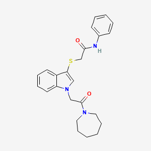 molecular formula C24H27N3O2S B2536876 2-{[1-(2-azepan-1-yl-2-oxoethyl)-1H-indol-3-yl]thio}-N-phenylacetamide CAS No. 878055-02-8