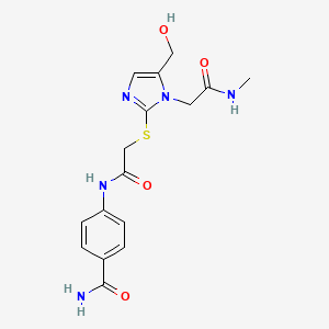 4-(2-((5-(hydroxymethyl)-1-(2-(methylamino)-2-oxoethyl)-1H-imidazol-2-yl)thio)acetamido)benzamide