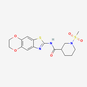 molecular formula C16H19N3O5S2 B2536953 N-(6,7-dihydro-[1,4]dioxino[2,3-f][1,3]benzothiazol-2-yl)-1-methylsulfonylpiperidine-3-carboxamide CAS No. 1060167-87-4