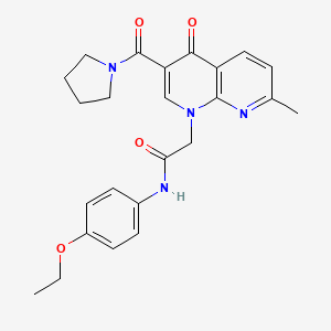 N-(4-ethoxyphenyl)-2-(7-methyl-4-oxo-3-(pyrrolidine-1-carbonyl)-1,8-naphthyridin-1(4H)-yl)acetamide