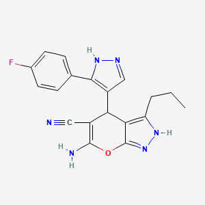 6-amino-4-[3-(4-fluorophenyl)-1H-pyrazol-4-yl]-3-propyl-1,4-dihydropyrano[2,3-c]pyrazole-5-carbonitrile