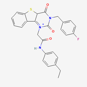 N-(4-ethylphenyl)-2-{5-[(4-fluorophenyl)methyl]-4,6-dioxo-8-thia-3,5-diazatricyclo[7.4.0.0^{2,7}]trideca-1(9),2(7),10,12-tetraen-3-yl}acetamide