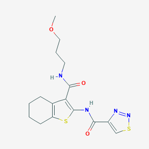 molecular formula C16H20N4O3S2 B253698 N-{3-[(3-methoxypropyl)carbamoyl]-4,5,6,7-tetrahydro-1-benzothiophen-2-yl}-1,2,3-thiadiazole-4-carboxamide 